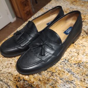 Chaps Men's Black Leather Kiltie Tassel Slip On Loafer Shoes 096-8104 Size 10M